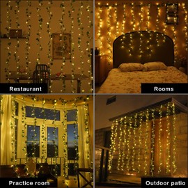 Lfasww Led Ivy Vine Lights 12 Pack 9.4 FT * 6.2 FT Artificial Ivy with 240 Curtain Lights 8 Modes Room Vines for Bedroom Wall Weddings Party Christmas Garden Festival Decor…