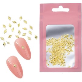 SONGJIE 200Pcs 3D Gold Star Nail Charms - Alloy Nail Art Decorations for Acrylic Nails, DIY Nail Supplies & Manicure Accessories