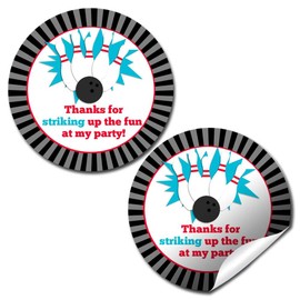 Bowling Birthday Party Sticker Labels, 40 2" Party Circle Stickers by AmandaCreation, Great for Party Favors, Envelope Seals & Goodie Bags