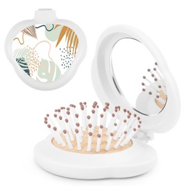 Mini Hairbrush, Heart Shaped Hairbrush, Collapsible Pocket Hairbrush With Mirror, Purse/Pocket Portable Hairbrush, Heart Shaped Hairbrush, Women's Travel Small Hairbrush (Autumn Leaves)