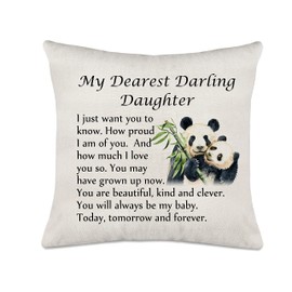 Axmosto Daughetr Gifts, Cute Panda Family Cushion Cover, Daughter Birthday from Daddy Mummy, Home Decor Cushion Pillow Cover