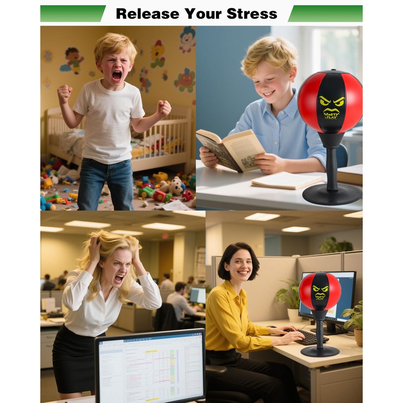 Desktop Punching Bag with Double Suction Cup Base for Stress