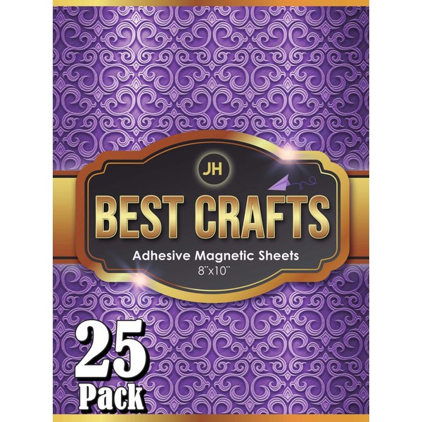 JH Best Crafts Adhesive Magnetic Sheets | Flexible Magnet with Adhesive Backing | 8 x 10 Inch Magnets for Crafts and Pictures | Cut to Any Size | Pack of 25
