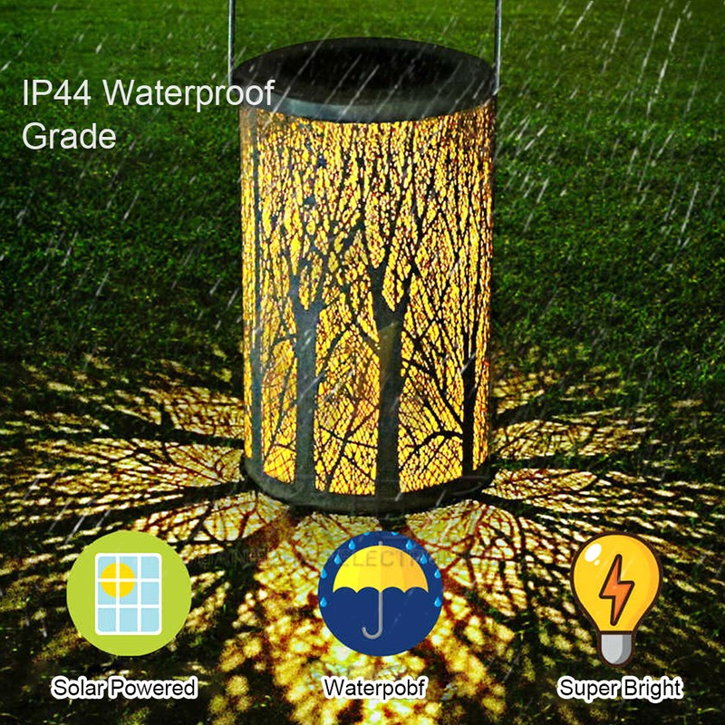 Solar Power Hanging Hollow LED Lamp Decorative Light for Outdoor