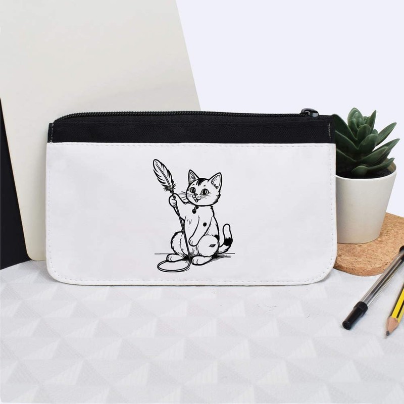 'Cat Playing with A Feather Toy' Pencil Case (PC00049366)