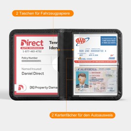 CoBak Car Registration Certificate Cover and Insurance Holder, Magnetic Closure, Car Organiser, for Glove Compartment, Accessory Pocket, for Important Documents, Cards