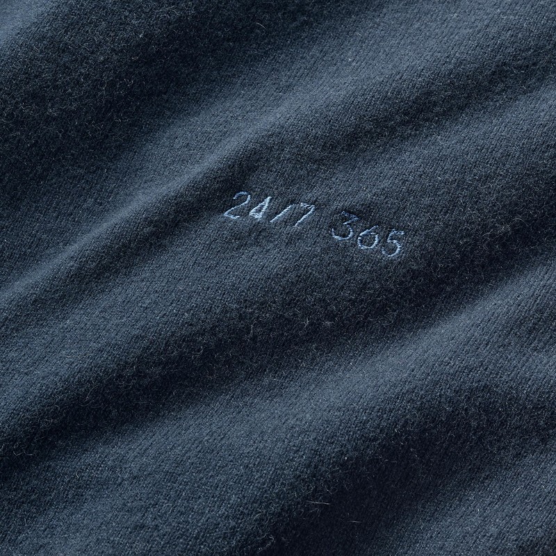 Lands' End Mens Fine Gauge Cashmere Quarter Zip Black Regular