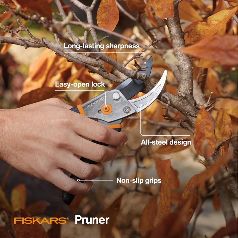 Fiskars Bypass Pruning Shears, 5/8-Inch Cut Capacity Garden Clippers, Gardening