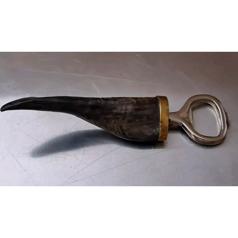 MudPie Bottle Opener Animal Horn Stainless & Brass Unique Gift