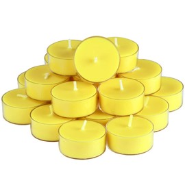 DEYBBY Natural Lemon Scented Soy Wax Tealight Candles Bulk, Aromatherapy Luxury Tea Candle Set of 24-4 Hour Burning Great Gift