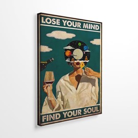 DIHSIEG Canvas Wall Art Frameless Floral Canvas Print, Motivational Wall Art Canvas Decor, Bedroom Canvas Prints, Lose Your Mind Find Your Soul Dark Canvas12x16 Inch