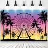 9x6ft Ferris Wheel Backdrop Sunset Seaside Palm Tree Silhouette Photography