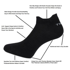 TISOKS 6 Pairs Mixed Mens and Womens Titanium Anti Odor Ankle Socks for Athletes Feet