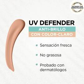 LOral Paris UV Defender Protector Solar Facial FPS 50 Antibrillo con cido Hialurnico, Previene Arrugas y Manchas, 40 ml                               