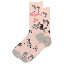 Hot Sox Women's Wild About You Crew Socks 1 Pair, Blush, Women's 9-11 Shoe
