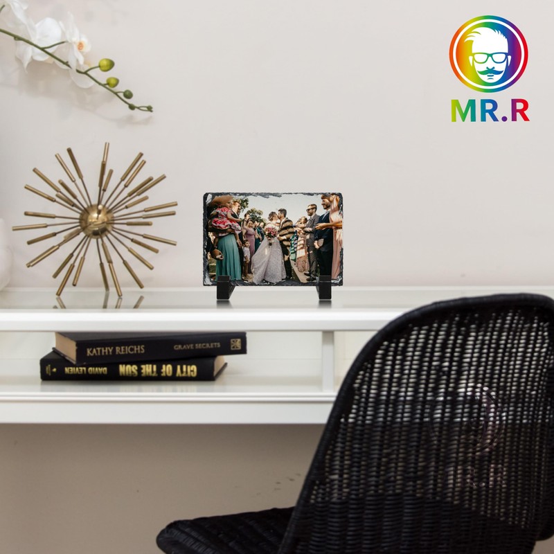 MR.R Sublimation Blanks Rectangular Rock Slate Photo Plaque Picture Frame,