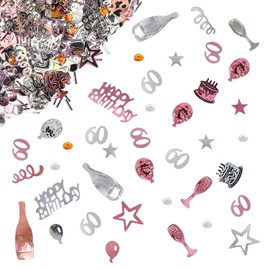 Giftota Confetti, 60th Birthday Decorations, Rose Gold, Party Decorations, for Anniversaries, Birthdays, Parties, Table Decorations