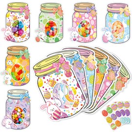 AQKILO 48 Easter with Adhesive Candy Bags - Bunny & Egg Designs for Easter Celebrations, Spring Party Favors, Candy Holder Cards
