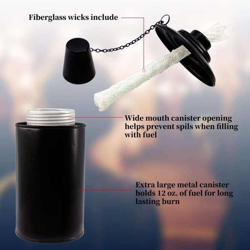 TaoTazon 12oz Torch Replacement Canisters, Bamboo Lantern Refillable Torches, Decorative
