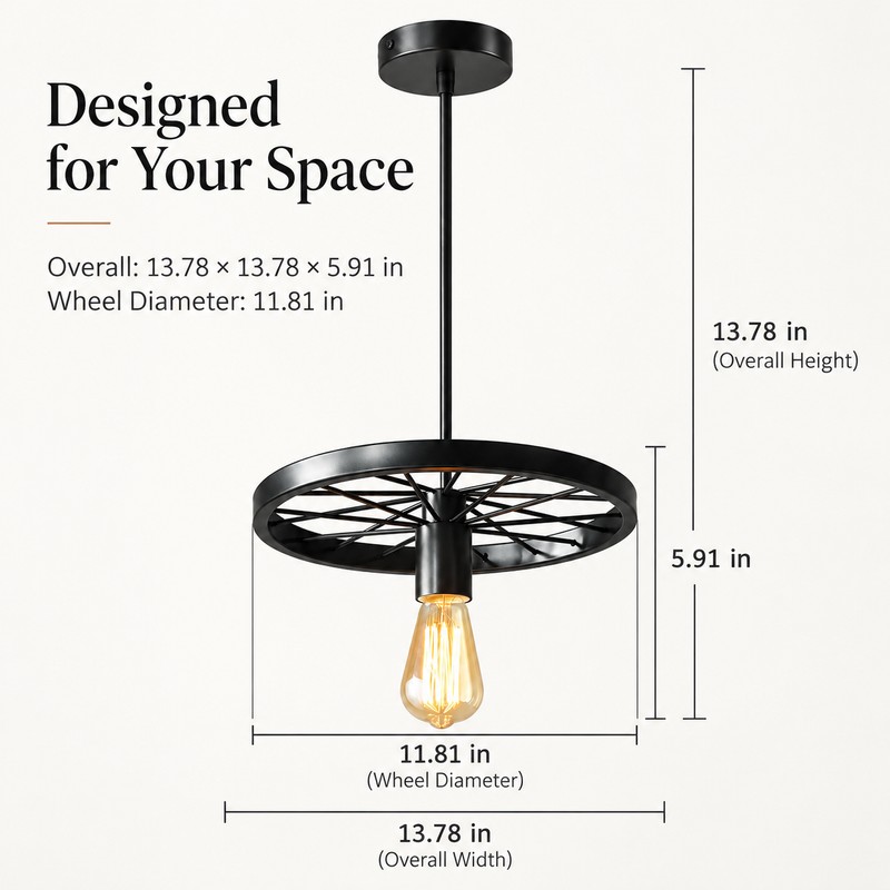 Vintage Industrial Bicycle Wheel Chandelier for Restaurants & Cafés –