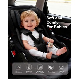 Rsotone Infant Car Seat Insert Adjustable Head Support for Preemie Newborn Toddler, Reversible Baby Head Body Support Cushion for Carseats and Strollers Side Impact Protection - Black