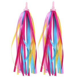 BlingKingdom 1Pair Rainbow Bike Streamers for Girls Boys, 2pcs 10" Colorful Bicycle Handlebar Grips Tassel Ribbons