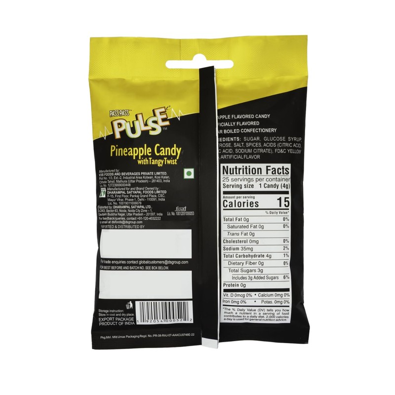 Pulse Pineapple Candy | Individually Wrapped Hard Candy Pack |