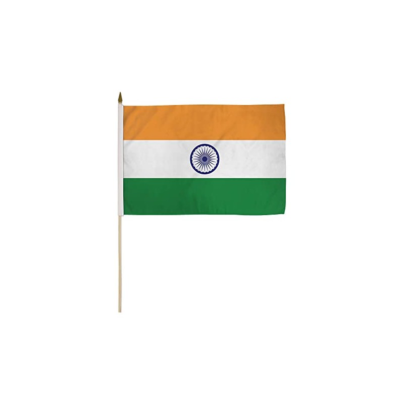 India 12x18in Stick Flag - 1 dozen pack