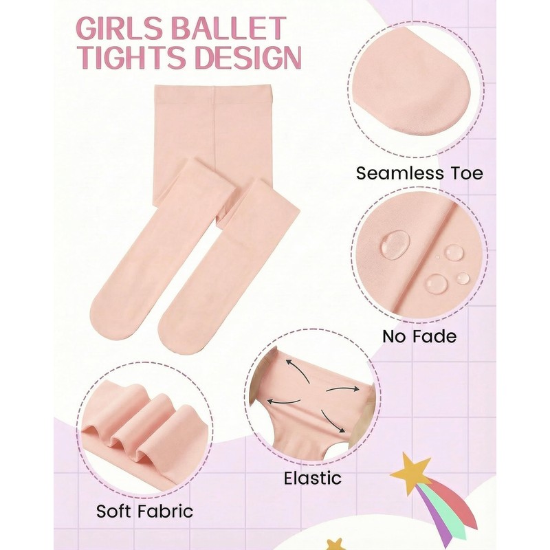 leg elegant 2 Pairs Ballet Tights for School Girls Toddler