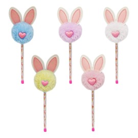 5 Pieces Plush Rabbit Ear Gel Pens, Creative Gel Pens, Girls Stationery, Cute Cartoon Stationery School Supplies