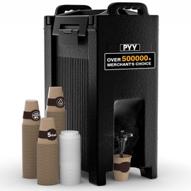 PYY Insulated Beverage Dispenser 5 Gallon - Hot and Cold Drink Container with Handles, Thermal Drink Dispenser Cooler Server carrier For Commercial Catering Black