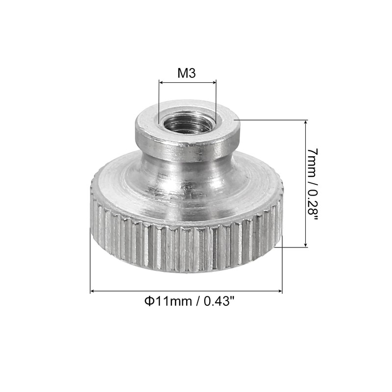 QUARKZMAN Knurled Thumb Nuts, 4 Pieces M3 x D11 mm