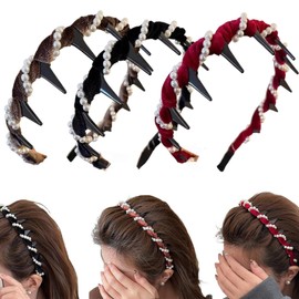 2025 New Vintage High Cranium Artificial Pearl Hairband, Reversible High Cranium Headband, Anti-slip Decorative Vintage Pearl Headbands for Women (3Pcs)