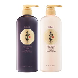 Daeng Gi Meo Ri - Ki Gold - Premium Shampoo + Treatment Set for Hair Loss, Thin Hair, Gray Hair Prevention and Treatment, Medicinal Herbal Shampoo, All Natural, Korea's No. 1 Hair Brand#