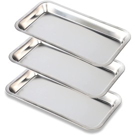 Voarge 3 Pack Small Instrument Tray, Dental Rectangular Tray, Useful Tray for Clinic Lab, Small Laboratory Supplies Tray for Lab Tool, 22.5x12cm