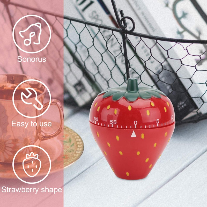 MAGICLULU 1Pc Strawberry Shaped Mechanical Timer Cute Decorative Kitchen Timer