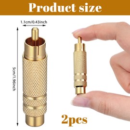 RCA to 1/4 Inch Adapter, Gold Plated RCA Male Plug to 6.35 mm 1/4 Inch TS Female Audio Converter RCAMale Plug Adapter for Speaker, Microphones, Guitars and Various Audio Equipment, 2 Pack