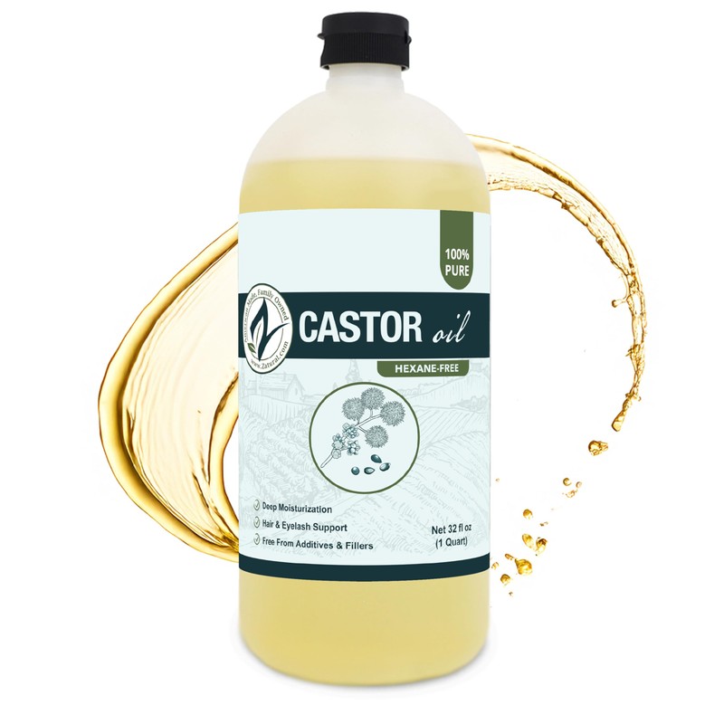 Organic Castor Oil-Ricinus Communis-100% Pure, Clean, Naked Castor Oil, (32