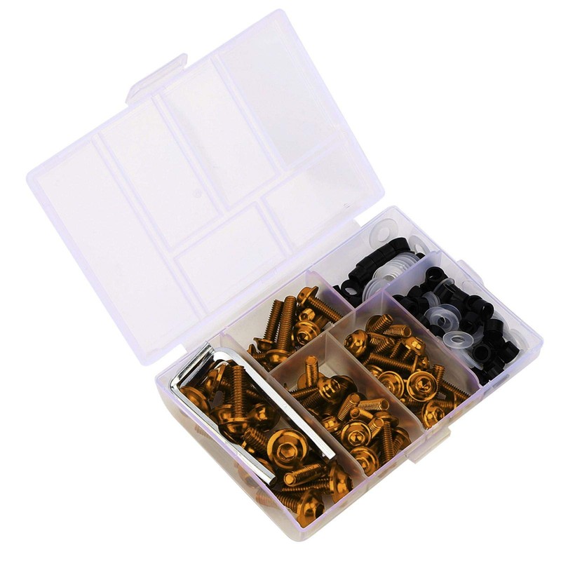 Fairing Bolts Kit, ABS+Aluminum 158Pcs/Set Universal Fairing Bolts Gasket Wrench