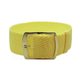 HNS 22mm Light Yellow Perlon Braided Woven Watch Strap with Golden Buckle