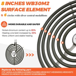 4 Pack ERS30M1 ERS30M2 Electric Stove Burner - Replacement for GE Hotpoint Kenmore,electric Range stove burner element replacement 6"and 8" - replaces WB30M1 and WB30M2 ge Stove Electric Burner
