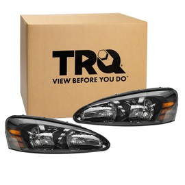 TRQ Driver and Passenger Side Headlight Assembly Set Compatible with 2004–2008 Pontiac Grand Prix