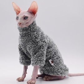 Hairless Cat clothes Fleece Warm Winter cat clothes for Sphynx cats, Devon Rex cats, Konis cats (Large)