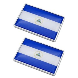 2 Pcs 3D Nicaragua Nicaraguan Flag Metal Car Stickers Chrome Decals,2.3 x 1.6 Inch Metal Truck Stickers,Patriotic Car Motorcycle Emblem.