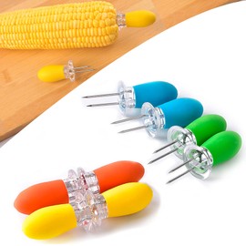 Laochoes 8 Pieces Large Stainless Steel Corn Fork, Corn on the Cob Holders, Corn Picks, Corn Cob Holders Set, Skewer Holder, Outdoor BBQ Corn Fork, Kitchen Barbecue Fork