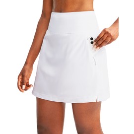 G Gradual Golf Skorts Skirts for Women with 5 Pockets Women's High Waisted Lightweight Athletic Skirt for Tennis Running, A-White, Large