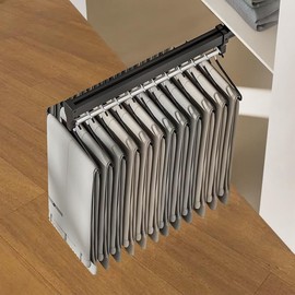 Extendable Pull-Out Closet Valet Rod, Pull Out Clothes Hanger Rail for Closet, Adjustable Pants Hanger Heavy Duty Steel Clothes Storage Hanger Rack Bar for Pants Coats (292mm/11.5inch) Black