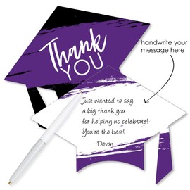 Big Dot of Happiness Purple Grad - Best is Yet to Come - Shaped Thank You Cards - Purple Graduation Party Thank You Note Cards with Envelopes - Set of 12