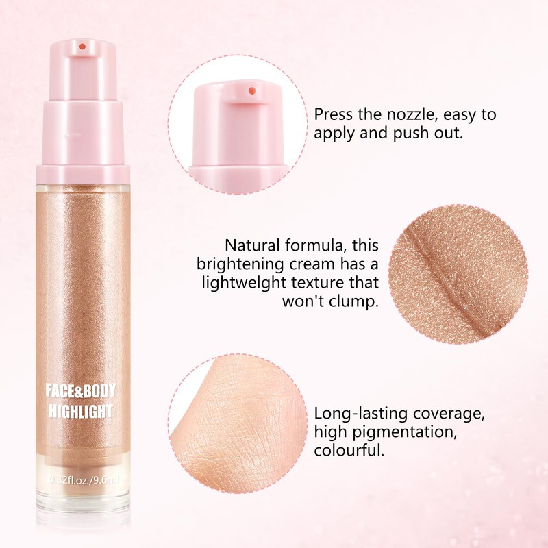 Boobeen Liquid Highlighter Makeup, Shimmer Cream Liquid Illuminator Contour for