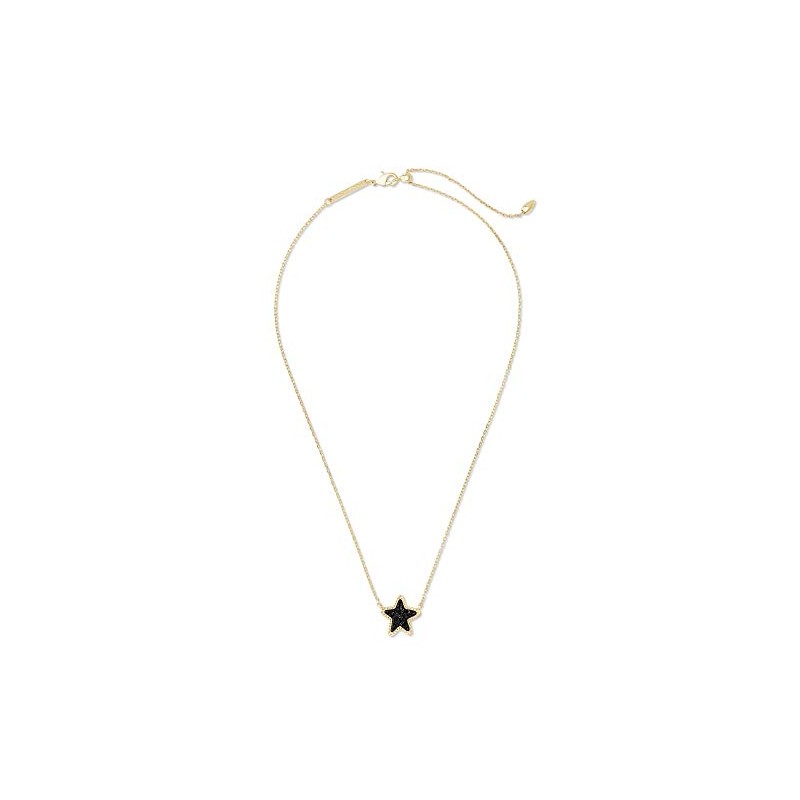 Kendra Scott Jae Star Gold Pendant Necklace in Black Drusy